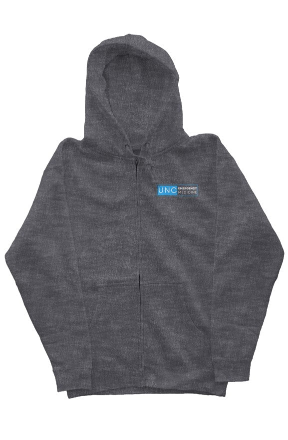 UNC ED Physician s Embroidered Heather Grey Zip Hoodie