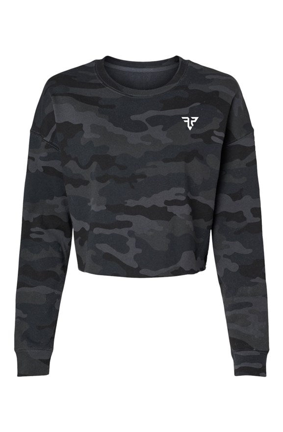 FTR Hope: Women's Black Camo Cropped Sweatshirt